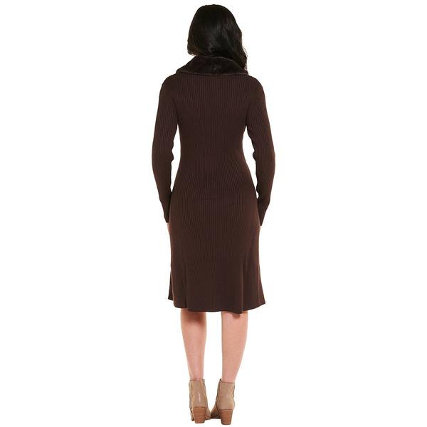 Womens BB Dakota Long Sleeve Faux Fur Collar Sweater Dress alternate view