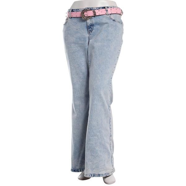 Juniors Plus Madden Girl Pink Western Belted Flare Jeans alternate view