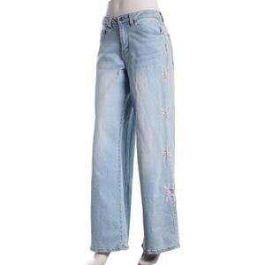 Juniors Madden Girl Bow Embroidery Ultra 90'S Wide Leg Jeans alternate view