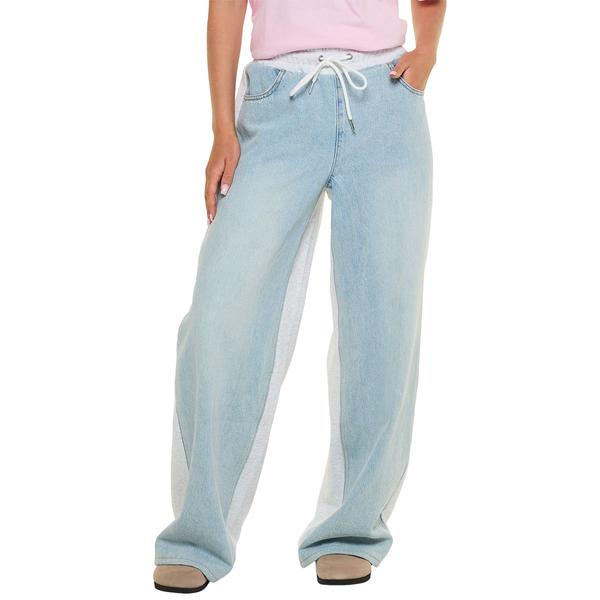 Juniors Madden Girl Denim Fleece Loose Wide Leg Sweatpants Jeans alternate view