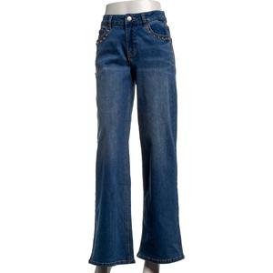 Juniors Madden Girl Loose Fit Wide Leg Studded Jeans