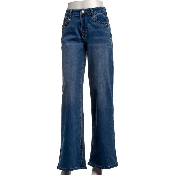 Juniors Madden Girl Loose Fit Wide Leg Studded Jeans