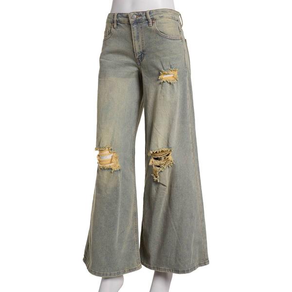 Juniors Madden Girl High Rise Drestructed Wide Leg Jeans