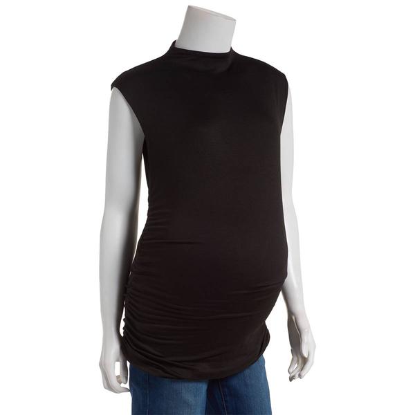 Womens Maternity Due Time High Neck Cinch Sleeveless Tee