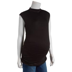 Womens Maternity Due Time High Neck Cinch Sleeveless Tee alternate view