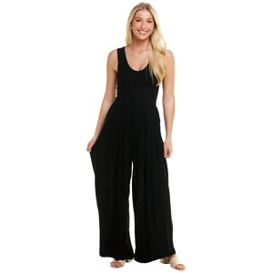 Juniors Hunter & Brown Solid Top Crosshatch Pleated Jumpsuit