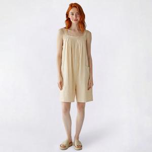 Juniors Hunter & Brown Linen Blend Sack Romper with Pockets