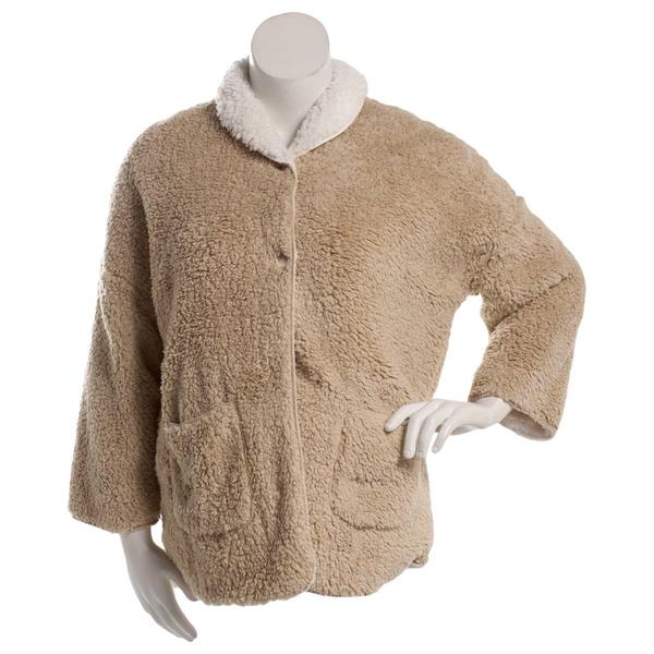 Womens Loungees Long Sleeve Reversible Sherpa Bed Jacket