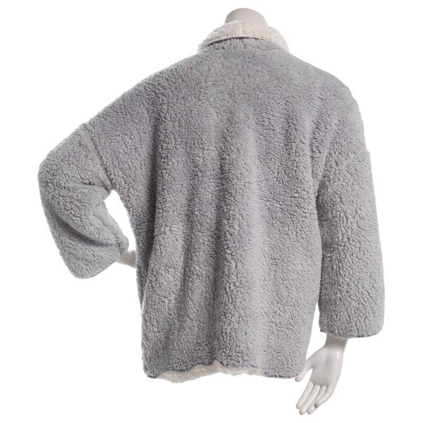 Womens Loungees Long Sleeve Grey Reversible Sherpa Bed Jacket alternate view