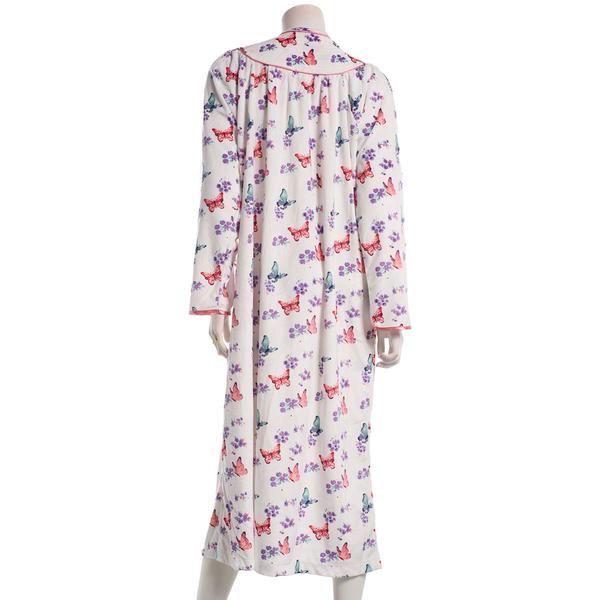 Plus Size Loungees Long Sleeve Fleece Butterfly Zip Front Duster alternate view