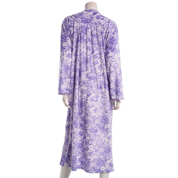Womens Loungees Long Sleeve Fleece Floral Zip Front Duster alternate view