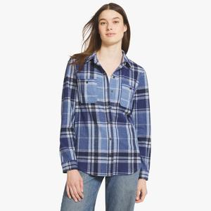 Womens LANDS END(R) Long Sleeve Cozy Brushed Knit Plaid Shacket