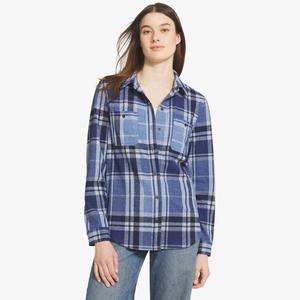 Womens LANDS END(R) Long Sleeve Cozy Brushed Knit Plaid Shacket alternate view