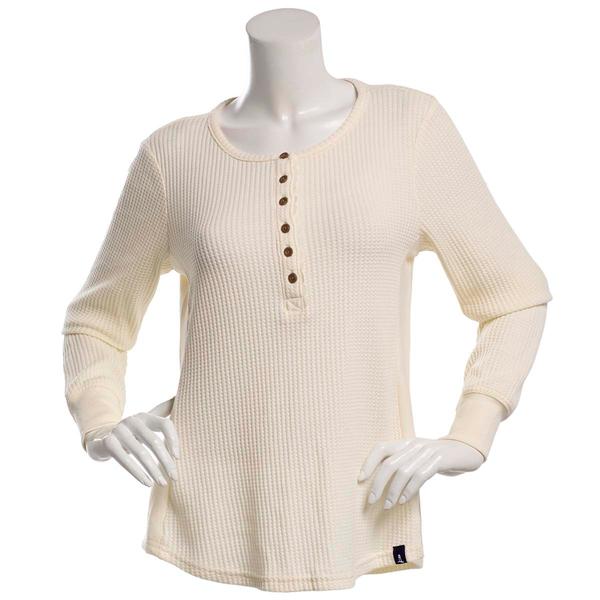 Womens LANDS END(R) Long Sleeve Waffle Henley Tee alternate view
