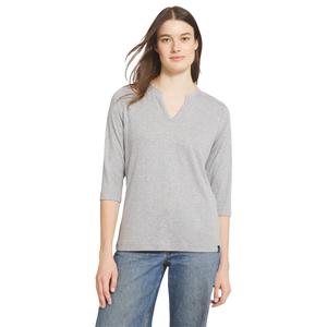 Womens LANDS END(R) 3/4 Sleeve Split Neck Crochet Trim Tee alternate view
