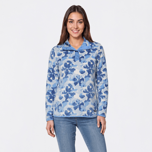 Womens LANDS END(R) Long Sleeve Abstract Fleece Sweatshirt
