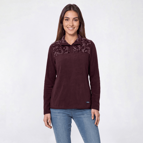 Womens LANDS END(R) Long Sleeve Floral Fleece Sweatshirt