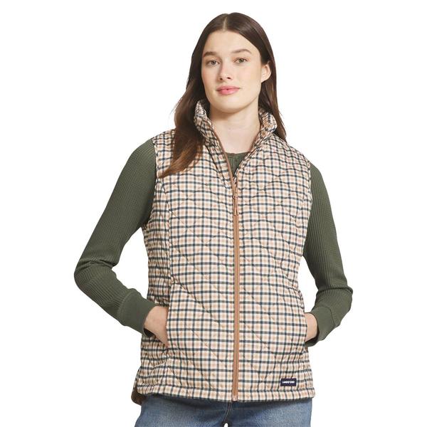 Womens LANDS END(R) Zip-Up Puffer Vest - Tattersall Check