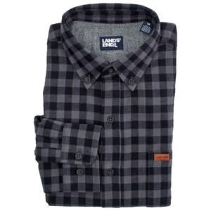 Mens LANDS END(R) Long Sleeve Flannel Shirt - Dark Grey