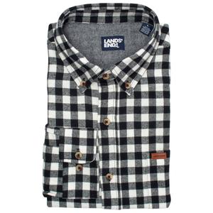Mens LANDS END(R) Long Sleeve Flannel Shirt - White/Black