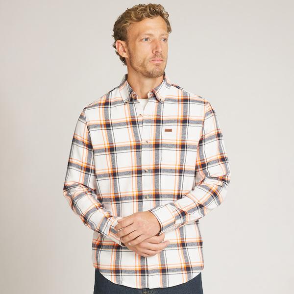 Mens LANDS END(R) Campside Flannel Shirt - Antique Ivory