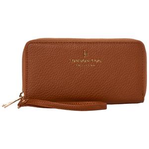 London Fog Solid Pebble Double Zip-Around Wristlet
