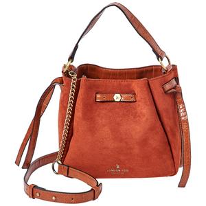 London Fog Faux Suede Crossbody Shoulder Bag