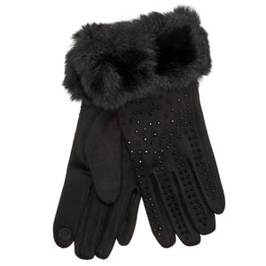 Womens Nanette Lepore Faux Fur Cuff Studded Gloves