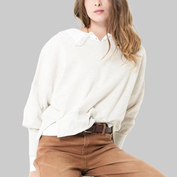 Womens MNK Long Sleeve Solid Oversized Sweatshirt
