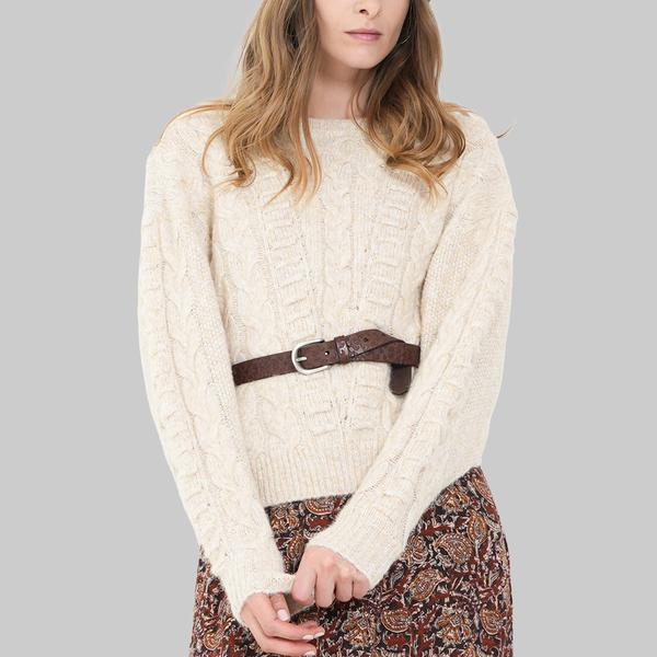 Womens MNK Long Sleeve Chunky Cable Knit Sweater