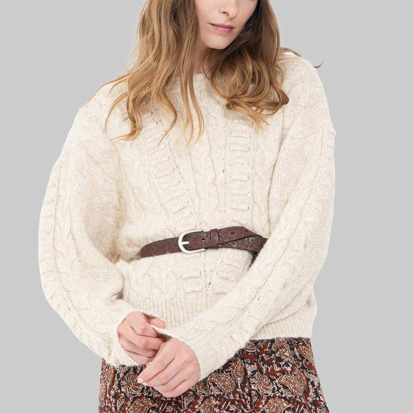 Womens MNK Long Sleeve Chunky Cable Knit Sweater alternate view