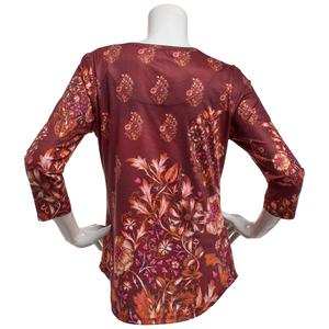 Womens OneWorld 3/4 Sleeve Botanical Floral Sublimation Tee alternate view
