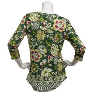 Womens OneWorld 3/4 Sleeve Round Neck Floral Leaf Sublimation Tee alternate view