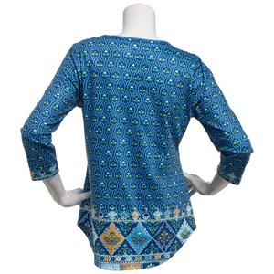 Womens OneWorld 3/4 Sleeve Ikat Floral Sublimation Tee alternate view