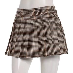 Juniors Zoe & Phoebe Plaid Pleat Millennium Skort w/ Skinny Belt