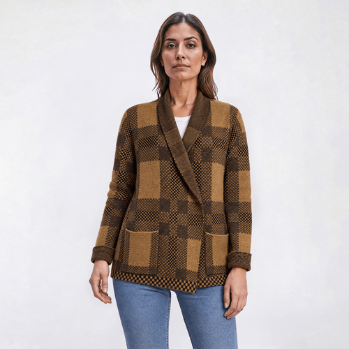 Womens Preswick & Moore(R) Long Sleeve Open Front Plaid Cardigan