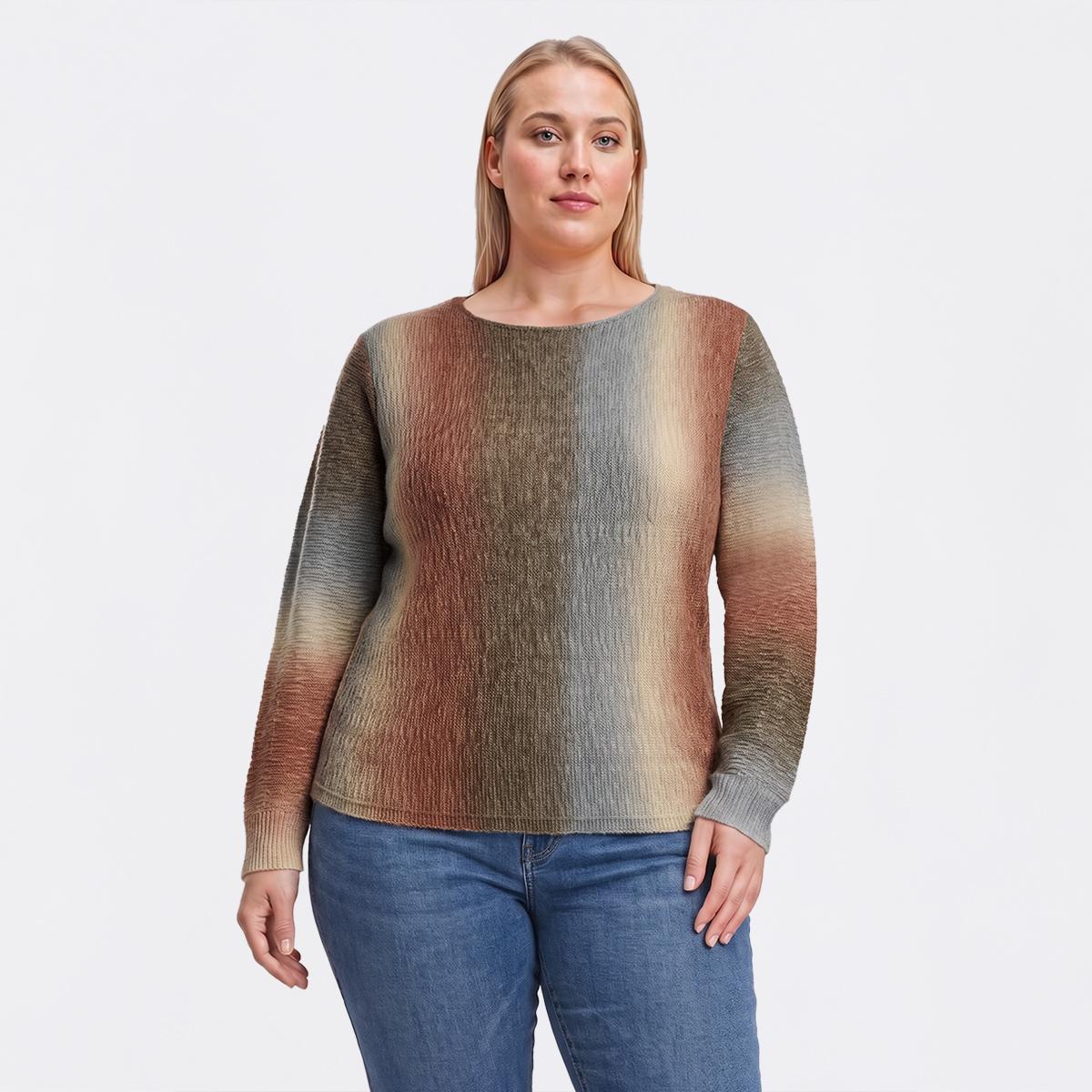 Plus Size Preswick & Moore(R) Long Sleeve Ombre Wool Sweater