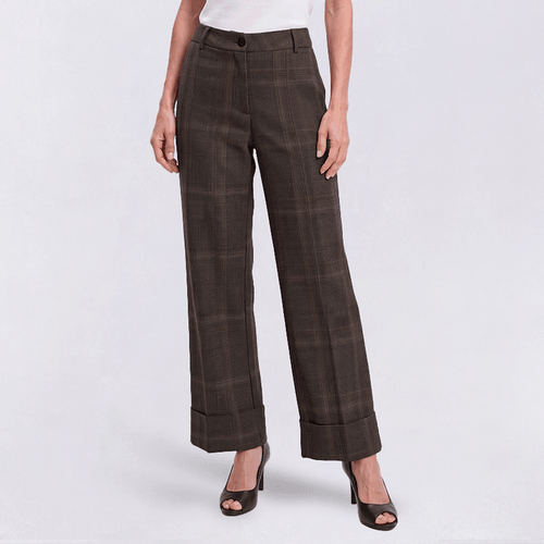 Womens Preswick & Moore(R) Plaid Wide Leg Cuffed Pants
