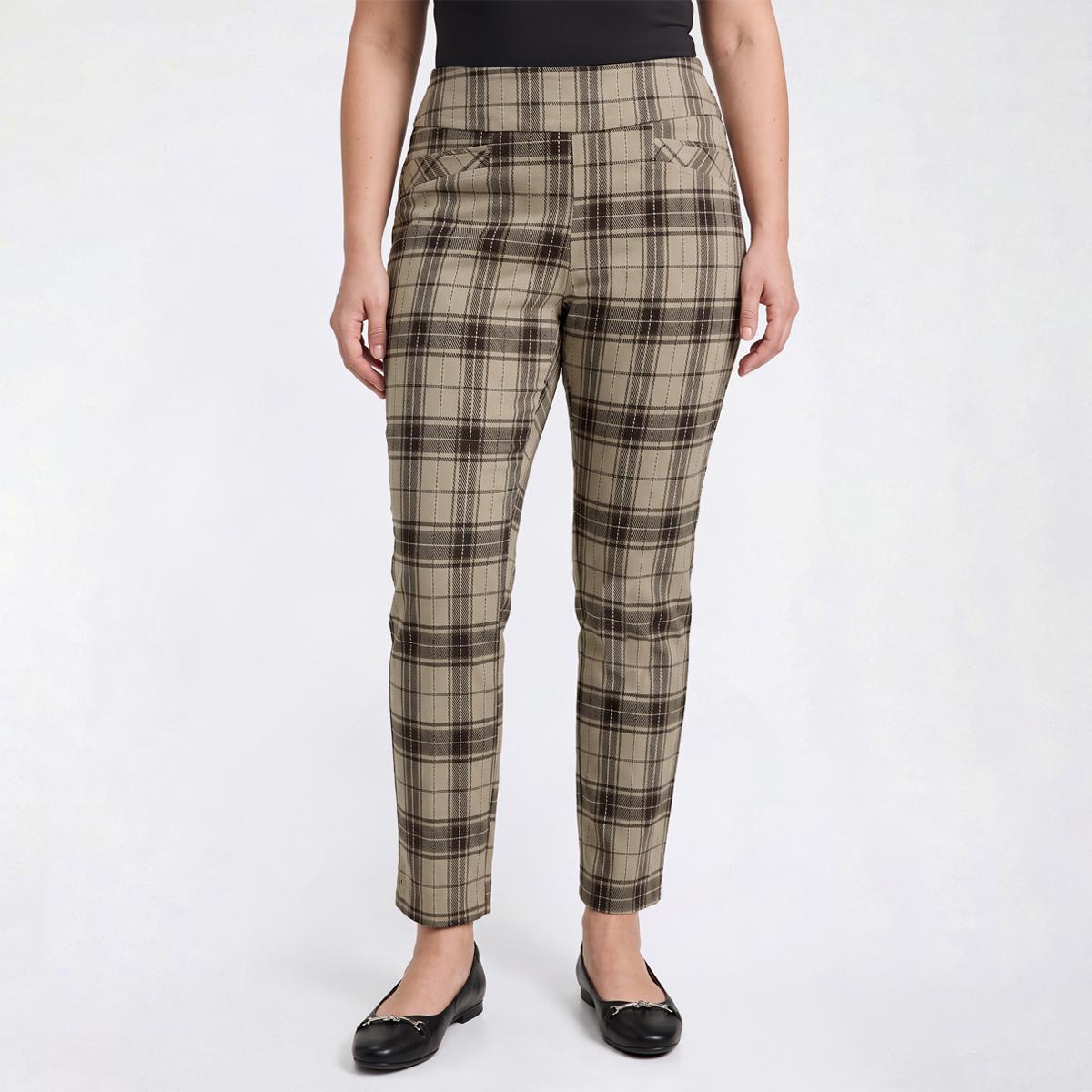 Plus Size Preswick & Moore(R) Plaid Ankle Pants - String/Iron