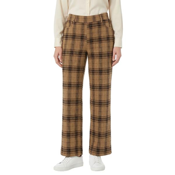 Womens Preswick & Moore(R) Pull On Double Knit Wide Leg Plaid Pants