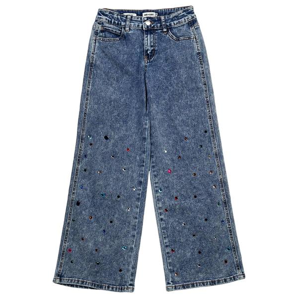 Girls (7-14) Em & Cass Wide Leg Gem Front Jeans alternate view