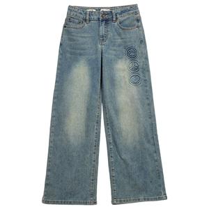 Girls (7-14) Em & Cass Embossed Smiley/Peace/Heart Wide Leg Jeans alternate view