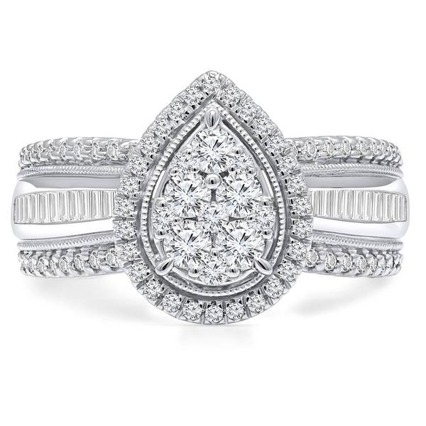 Diamond Classics(tm) White Gold 1ctw. Diamond Cluster Bridal Ring