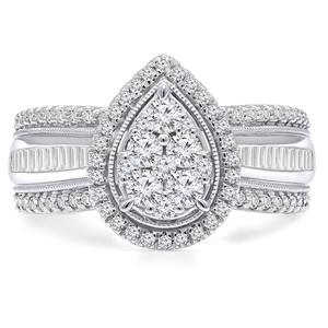 Diamond Classics(tm) White Gold 1ctw. Diamond Cluster Bridal Ring