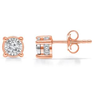 Diamond Classics(tm) Rose Gold Diamond Solitaire Stud Earrings
