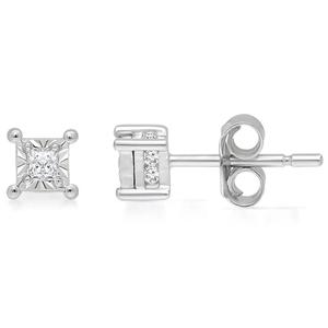 Diamond Classics(tm) White Gold Princess Cut Diamond Stud Earrings