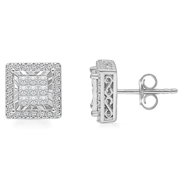Diamond Classics(tm) White Gold Princess Cut Diamond Earrings