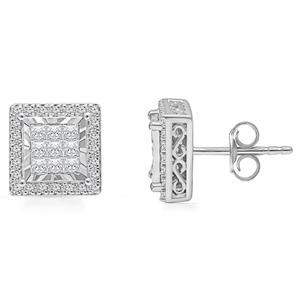Diamond Classics(tm) White Gold Princess Cut Diamond Earrings