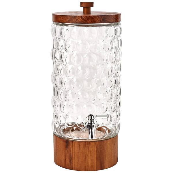 Circle Glass Palermo 2 Gal Bev Dispenser w/ Wooden Base