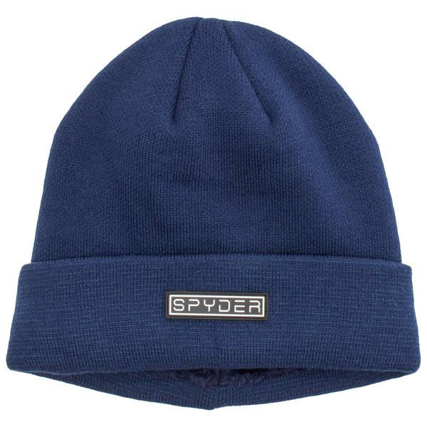Mens Spyder Fur-Lined Tight Rib Knit Winter Hat